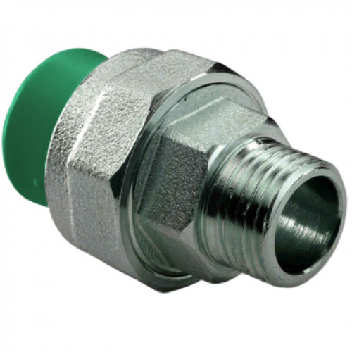 Муфта комбинированная разъемная раструбная ПП D32-3/4″НР Green