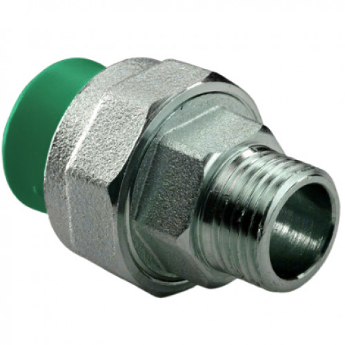 Муфта комбинированная разъемная раструбная ПП D50-1 1/2″НР Green